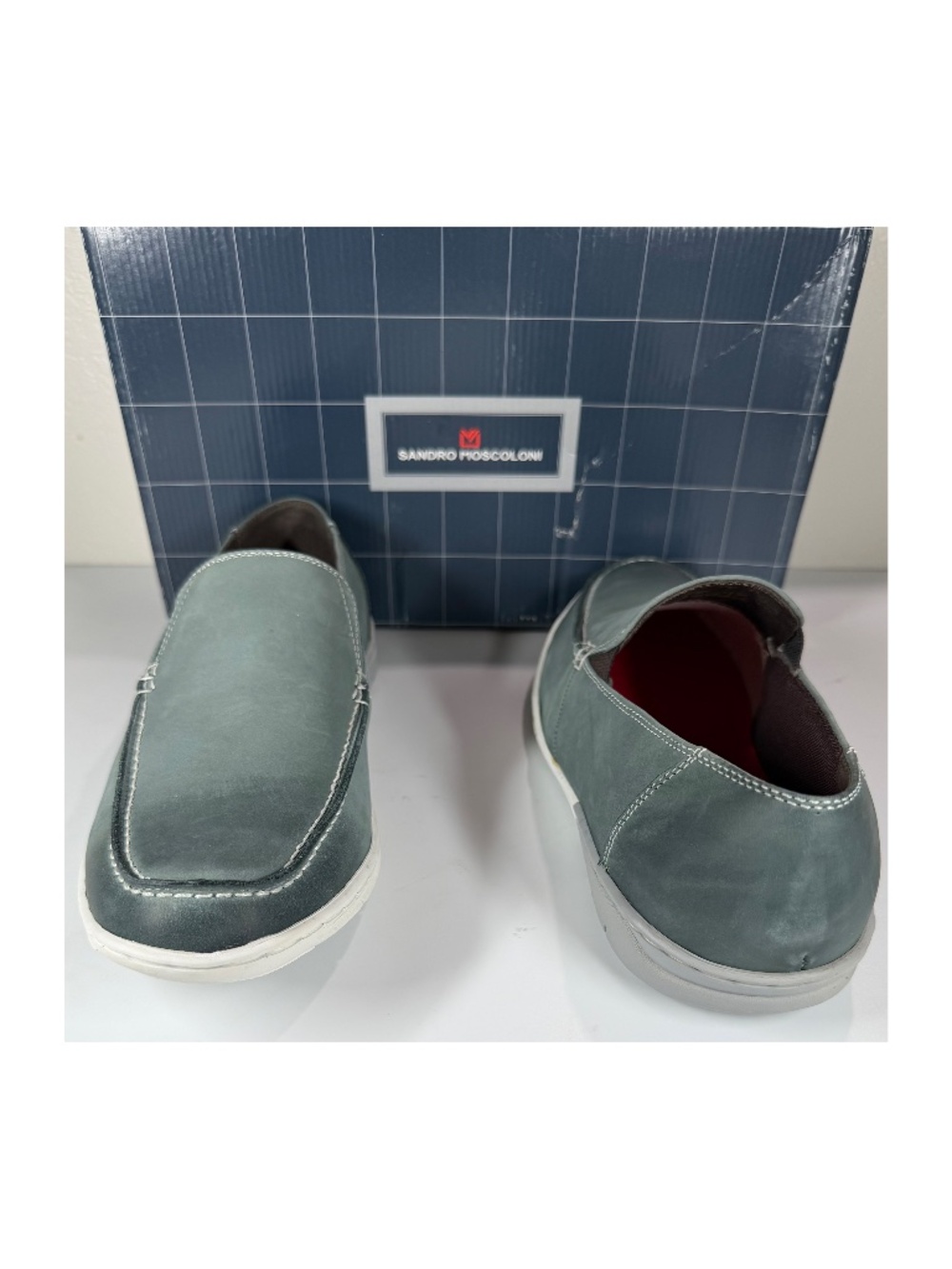SANDRO MOSCOLONI NIB GUY DOUBLE GORE MOC TOE LEATHER SLIP-ON LOAFERS. SIZE 9.5 D - Picture 4 of 9